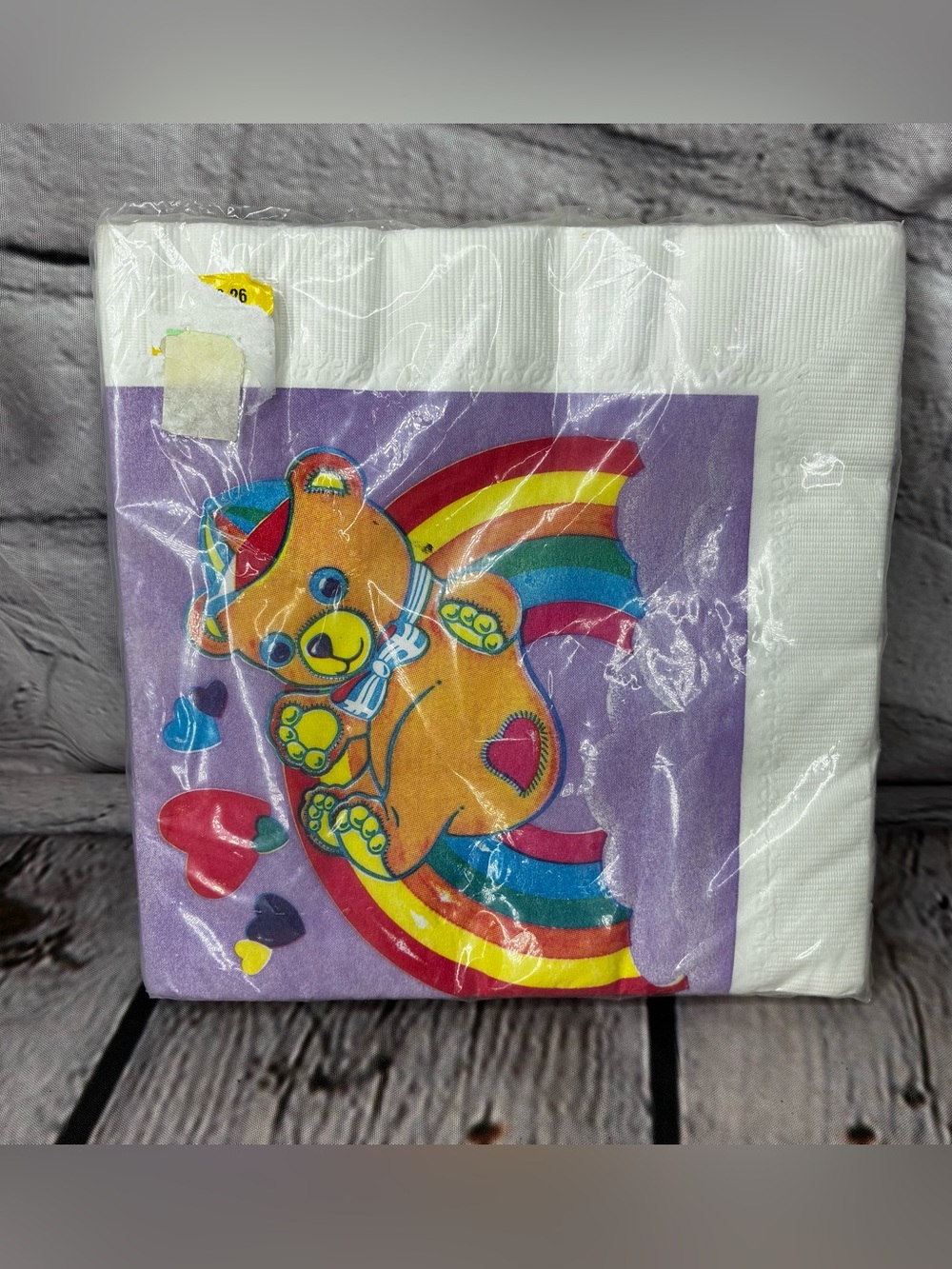 Vtg 90s Nostalgia Lisa Frank Teddy Bear Rainbow Birthday Party 16 Napkins New